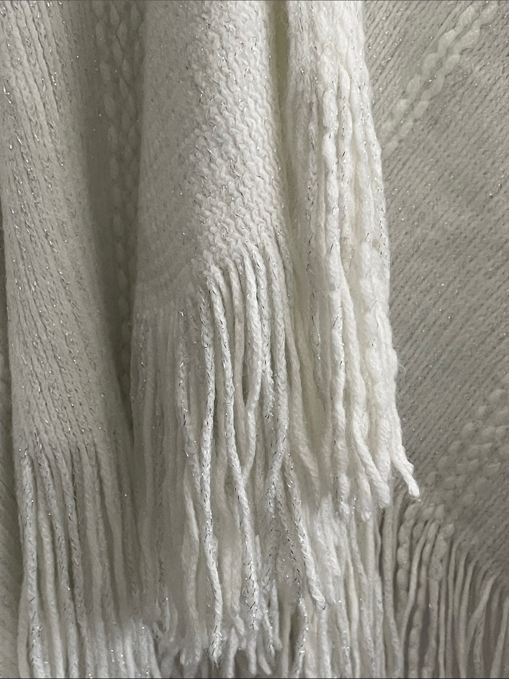 Cream Open-Front Knit  Shawl - Picture 3 of 5